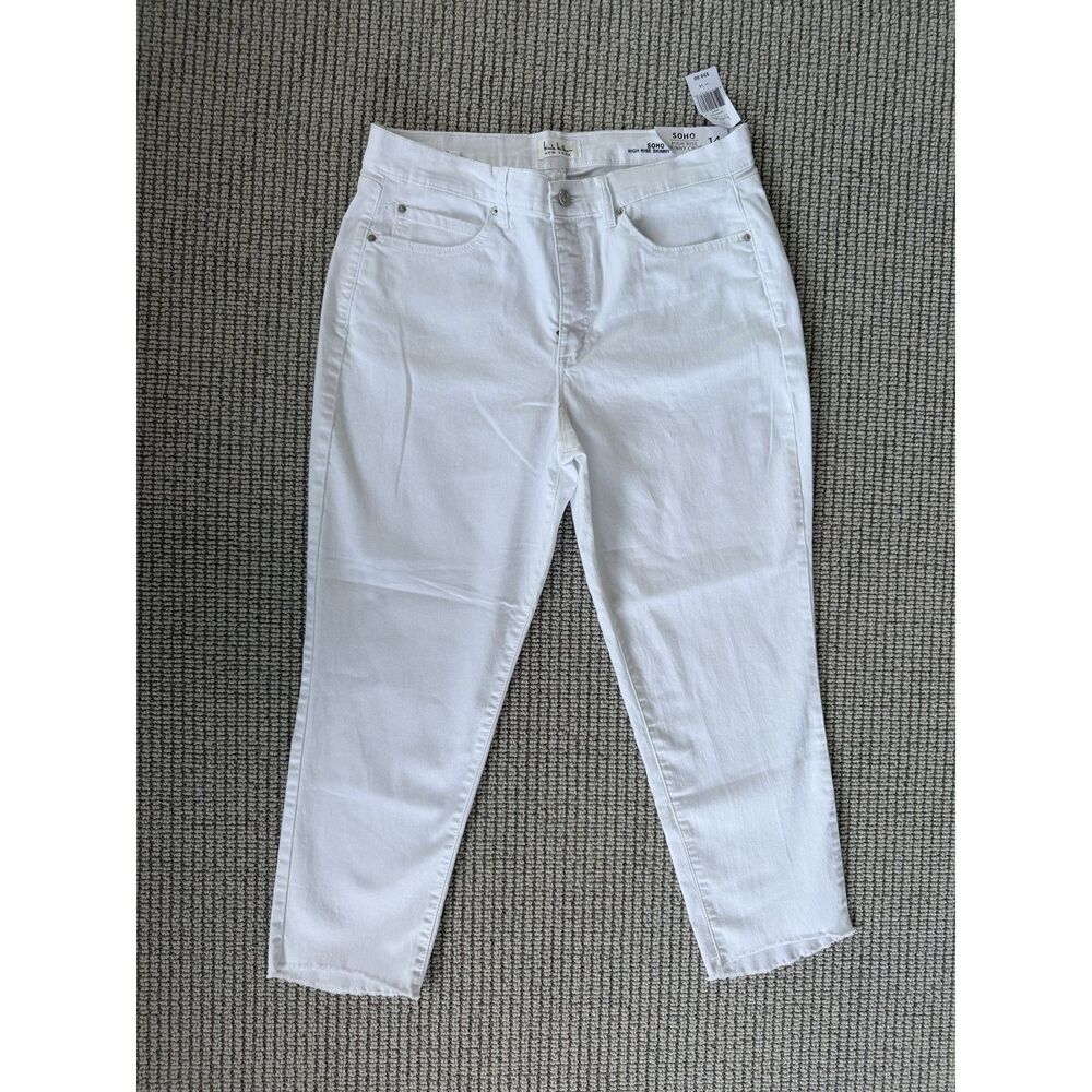 NWT Nicole Miller SOHO White High Rise Skinny Crop Jeans Size 14